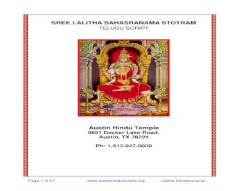 Sree Lalitha Sahasranama Stotram Lalitha Sahasranama Stotram Telugu Script Austin Hindu Temple 9801 Decker Lake Road Austin Tx 78724 Ph 1-512-927-0000 Page 1 Of 27 L Zt N_ztzvzt - Pdf Document